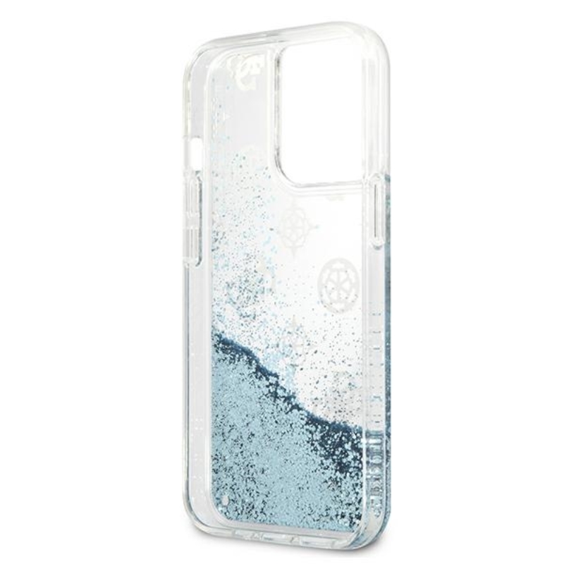 Guess Peony Liquid Glitter - Etui iPhone 13 Pro Max (niebieski)