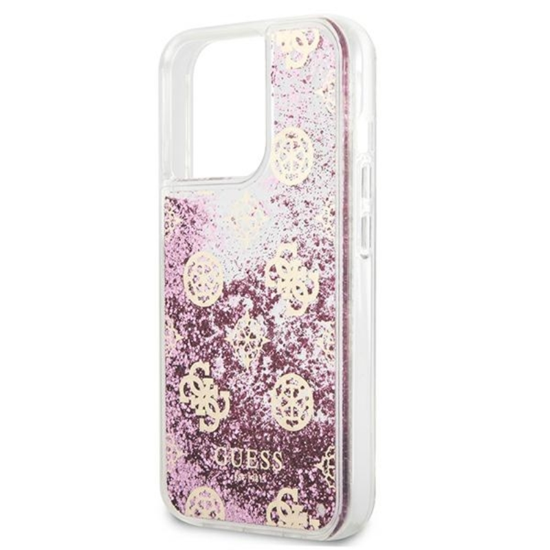 Guess Peony Liquid Glitter - Etui iPhone 13 Pro Max (różowy)