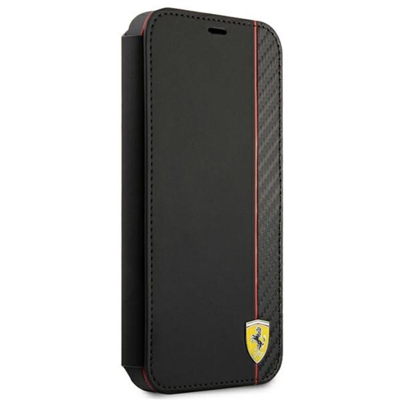 Ferrari Booktype On Track Carbon Stripe - Etui iPhone 13 (czarny)