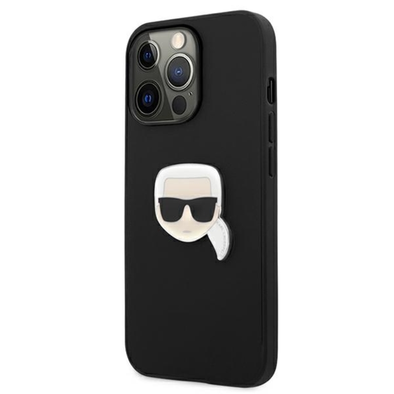 Karl Lagerfeld PU Leather Karl's Head Metal - Etui iPhone 13 Pro (czarny)