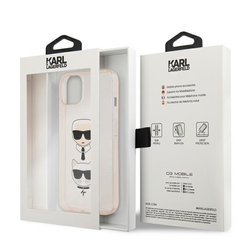 Karl Lagerfeld Glitter Karl & Choupette Head - Etui iPhone 13 (złoty)