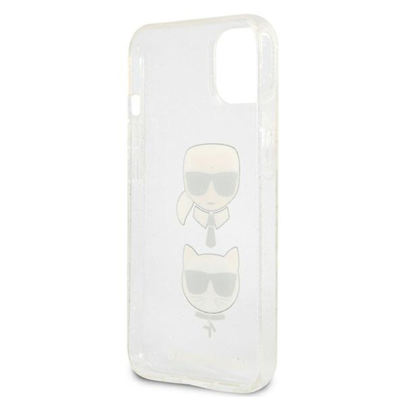 Karl Lagerfeld Glitter Karl & Choupette Head - Etui iPhone 13 (srebrny)