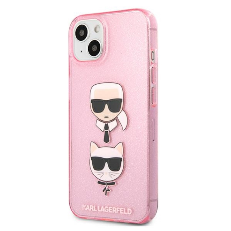 Karl Lagerfeld Glitter Karl & Choupette Head - Etui iPhone 13 mini (różowy)