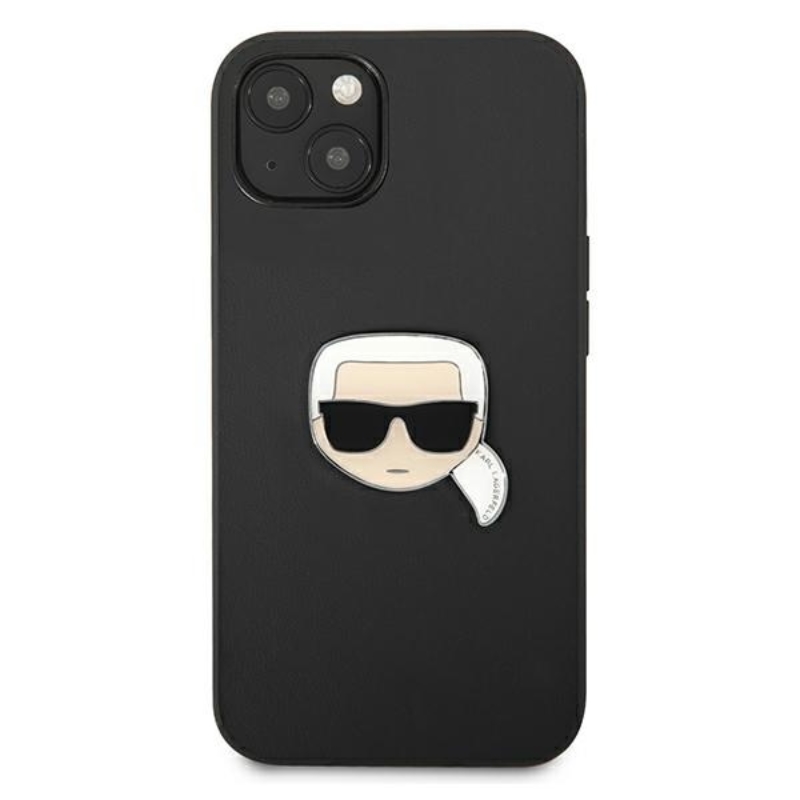 Karl Lagerfeld PU Leather Karl's Head Metal - Etui iPhone 13 mini (czarny)