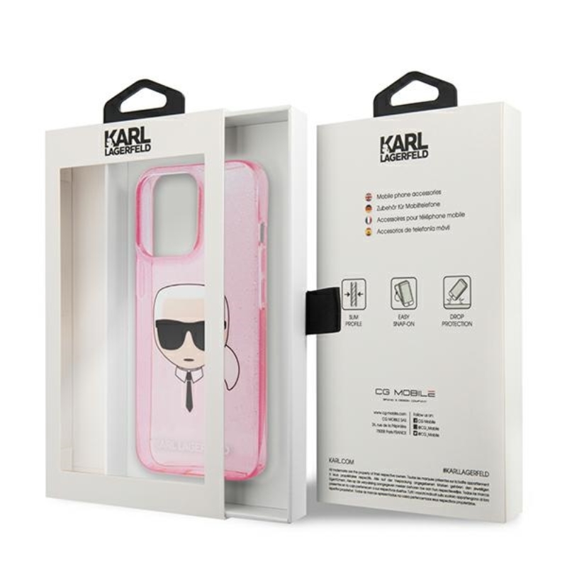 Karl Lagerfeld Karl’s Head Glitter - Etui iPhone 13 Pro Max (różowy)