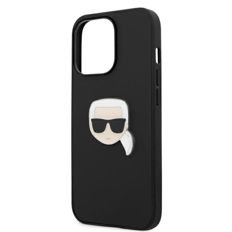 Karl Lagerfeld PU Leather Karl's Head Metal - Etui iPhone 13 Pro Max (czarny)