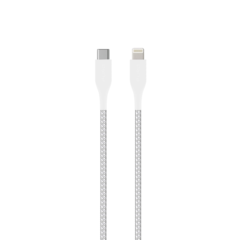 PURO Fabric Ultra Strong - Kabel w oplocie heavy duty USB-C / Lightning certyfikat MFi 1,2m (biały)