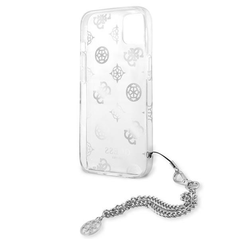Guess Peony Chain Handle - Etui iPhone 13 mini (srebrny)