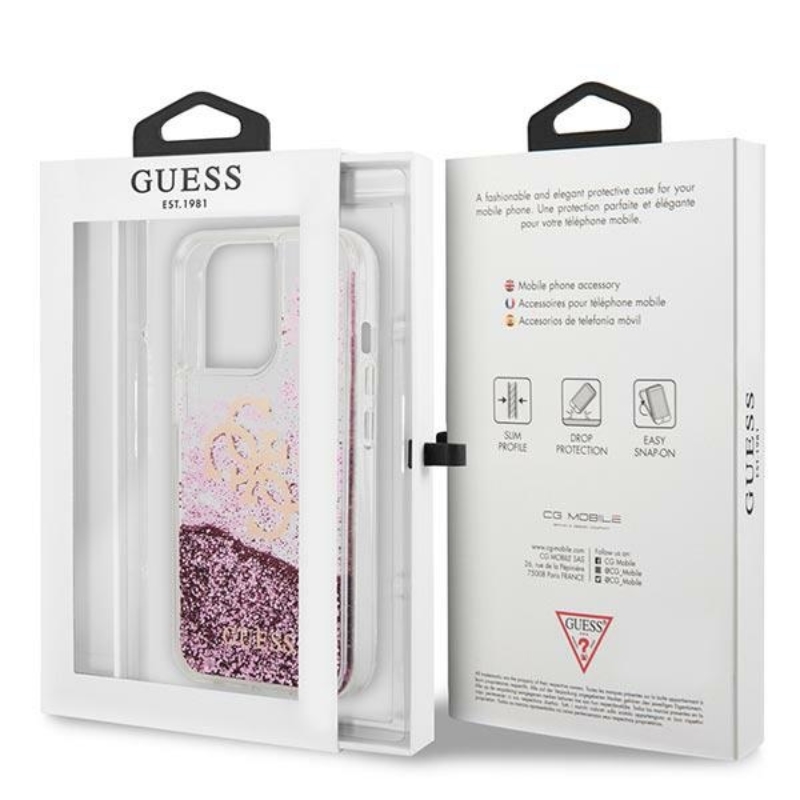 Guess Liquid Glitter 4G Big Logo - Etui iPhone 13 Pro Max (różowy)