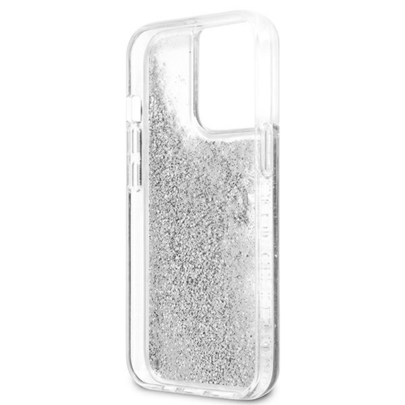 Guess Liquid Glitter 4G Big Logo - Etui iPhone 13 Pro Max (srebrny)