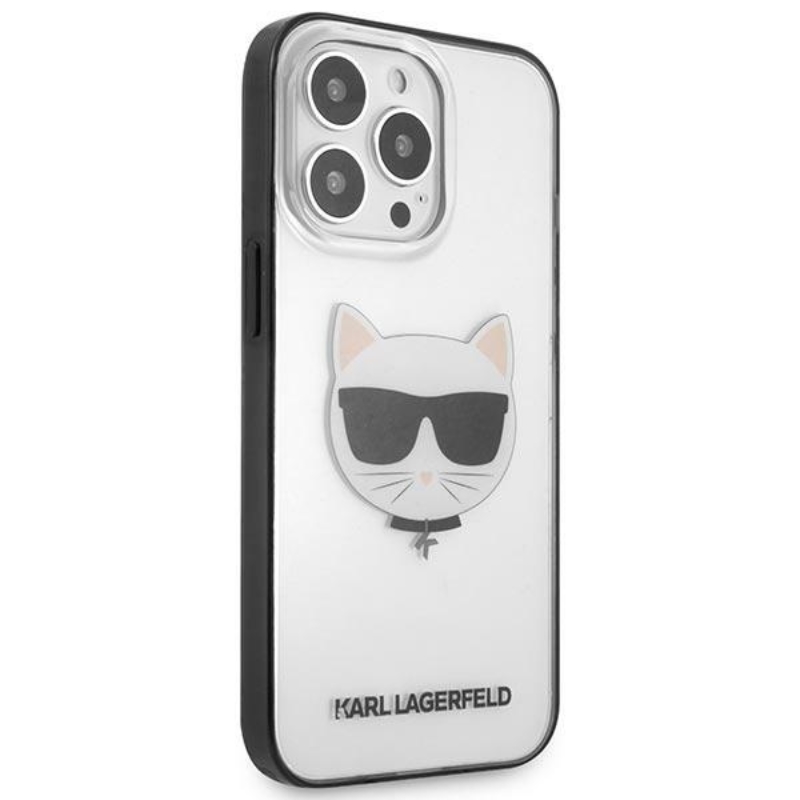 Karl Lagerfeld Choupette Head - Etui iPhone 13 Pro Max (przezroczysty / czarna ramka)