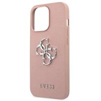 Guess Saffiano 4G Big Silver Logo - Etui iPhone 13 Pro Max (różowy)