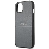 Guess Saffiano Metal Logo Stripes - Etui iPhone 13 mini (szary)