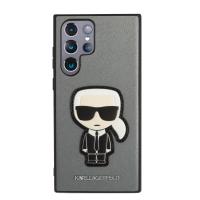 Karl Lagerfeld Saffiano Ikonik Patch - Etui Samsung Galaxy S22 Ultra (srebrny)