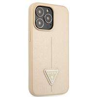 Guess Saffiano Triangle Logo Case – Etui iPhone 13 Pro Max (beżowy)