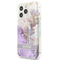 Guess Liquid Glitter Flower – Etui iPhone 13 Pro (fioletowy)