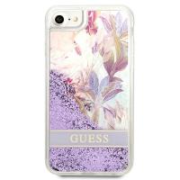 Guess Liquid Glitter Flower - Etui iPhone SE 2022 / SE 2020 / 8 / 7 (Purple)