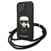 Karl Lagerfeld Monogram Leather Patch and Cord Iconik - Etui iPhone 13 Pro
