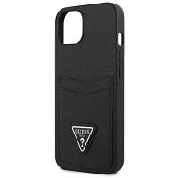 Guess Saffiano Double Card Triangle - Etui iPhone 13 Mini (czarny)
