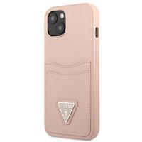 Guess Saffiano Double Card Triangle - Etui iPhone 13 Mini (różowy)