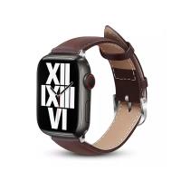 Crong Noble Band - Pasek z naturalnej skóry do Apple Watch 42/44/45/49 mm (Espresso)