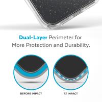 Speck Presidio Perfect-Clear with Glitter + MagSafe - Etui iPhone 15 Plus / 14 Plus z powłoką MICROBAN (Clear / Gold Glitter)
