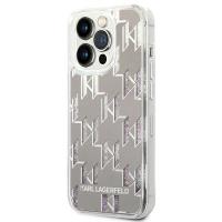 Karl Lagerfeld Monogram Liquid Glitter - Etui iPhone 14 Pro Max (srebrny)