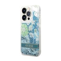 Guess Liquid Glitter Flower – Etui iPhone 14 Pro (zielony)
