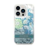 Guess Liquid Glitter Flower – Etui iPhone 14 Pro (zielony)