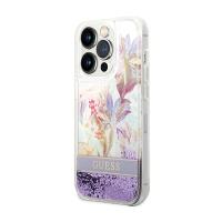 Guess Liquid Glitter Flower – Etui iPhone 14 Pro (fioletowy)