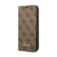 Guess 4G Metal Camera Outline Booktype Case - Etui iPhone 14 Pro (brązowy)