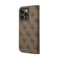 Guess 4G Metal Camera Outline Booktype Case - Etui iPhone 14 Pro (brązowy)