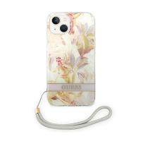 Guess Flower Cord - Etui ze smyczką iPhone 14 Plus (fioletowy)