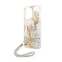 Guess Flower Cord - Etui ze smyczką iPhone 14 Pro Max (fioletowy)