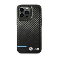 BMW Leather Carbon Blue Line – Etui iPhone 14 Pro Max (Czarny)