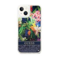 Guess Liquid Glitter Flower – Etui iPhone 14 (niebieski)
