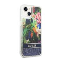 Guess Liquid Glitter Flower – Etui iPhone 14 (niebieski)