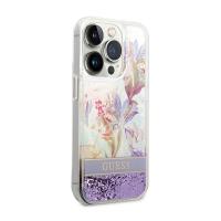 Guess Liquid Glitter Flower – Etui iPhone 14 Pro Max (fioletowy)