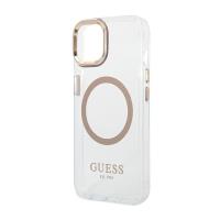 Guess Metal Outline Magsafe - Etui iPhone 14 (przezroczysty / złoty)