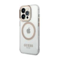 Guess Metal Outline Magsafe - Etui iPhone 14 Pro Max (przezroczysty / złoty)