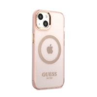 Guess Gold Outline Translucent MagSafe - Etui iPhone 13 (różowy)