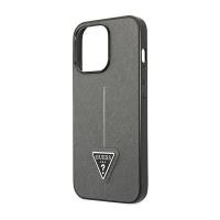 Guess Saffiano Triangle Logo Case – Etui iPhone 14 Pro (srebrny)