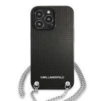 Karl Lagerfeld Leather Textured and Chain - Etui iPhone 13 Pro (czarny)