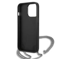Karl Lagerfeld Leather Textured and Chain - Etui iPhone 13 Pro (czarny)