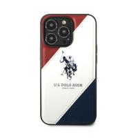 US Polo Assn Tricolor Embossed - Etui iPhone 14 Pro (biały)