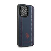 US Polo Assn Leather Stitch - Etui iPhone 14 Pro Max (granatowy)