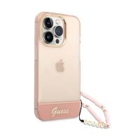 Guess Translucent Pearl Strap - Etui iPhone 14 Pro (różowy)