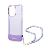 Guess Translucent Pearl Strap - Etui iPhone 14 Pro (fioletowy)