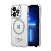 Guess Metal Outline MagSafe - Etui iPhone 14 Pro (przezroczysty / srebrny)