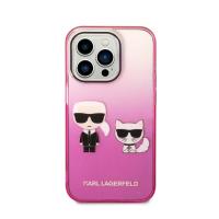 Karl Lagerfeld Gradient Ikonik Karl & Choupette - Etui iPhone 14 Pro (różowy)